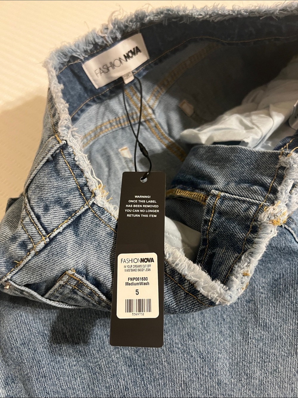 Fashion Nova Cutoff Waistband Baggy Wide Leg Denim Jeans - Picture 3 of 5